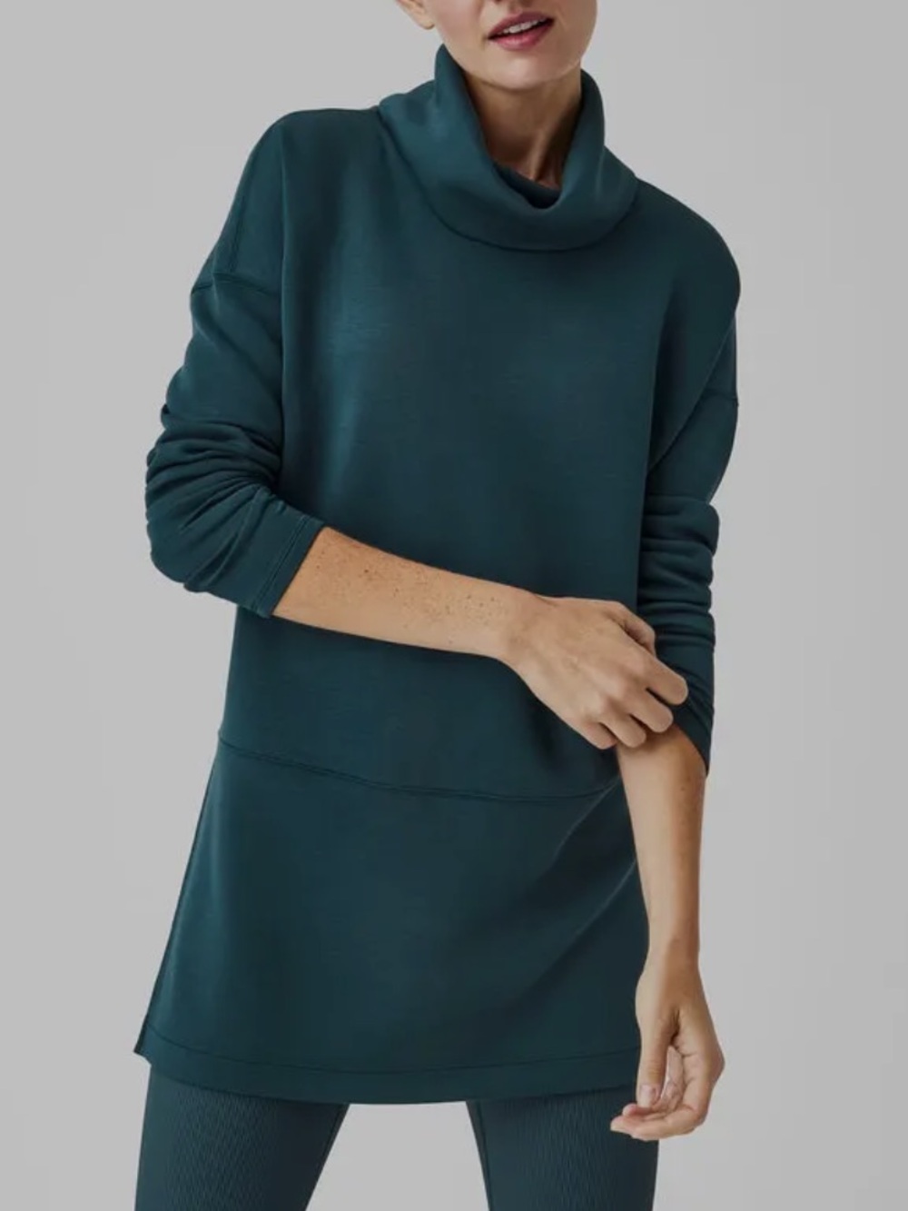 SPANX Air Essentials Teal Turtleneck Tunic Top